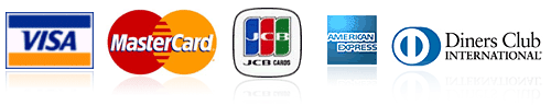 VISA、MasterCard、JCB、americanexpress、Diners Club